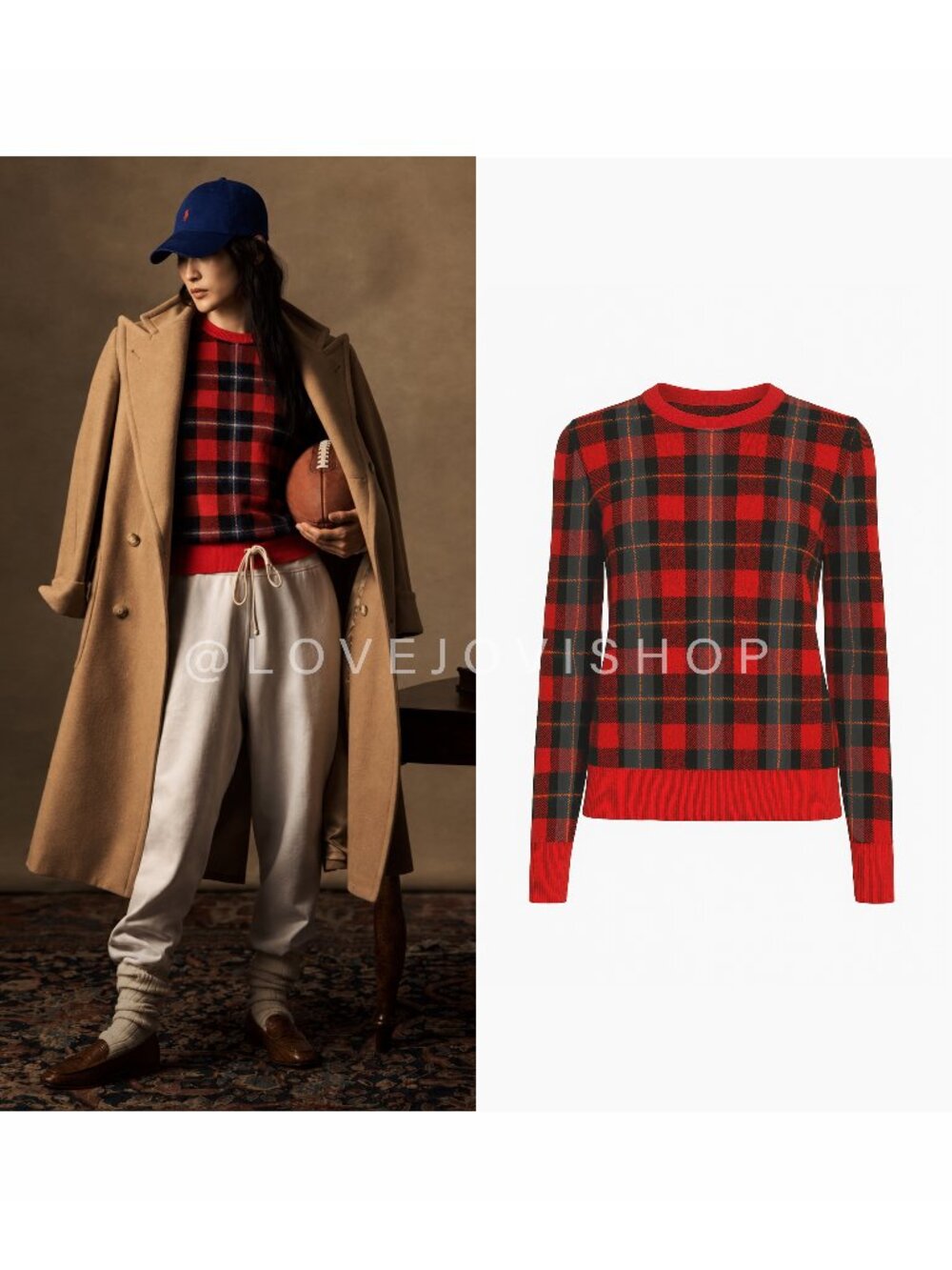 Academia | Equipment Plaid Crew Neck Sweater | Red Fine Wool | Quiet Luxury | S